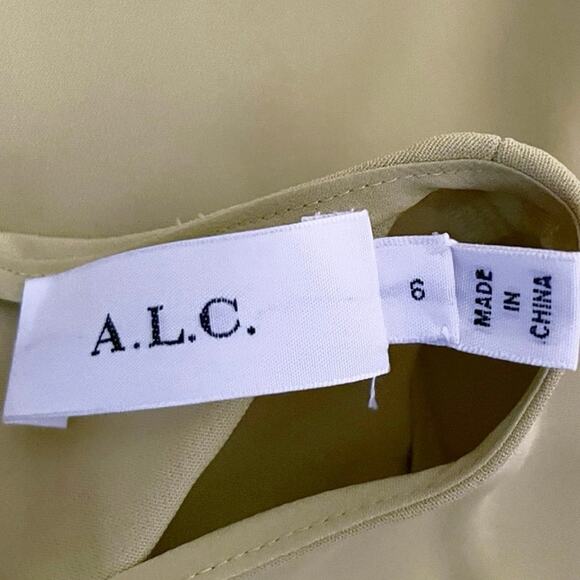 A.L.C. Gia Crew Neck Sleeveless Mini Dress in Cactus Yellow Green Size 6 - Picture 4 of 5